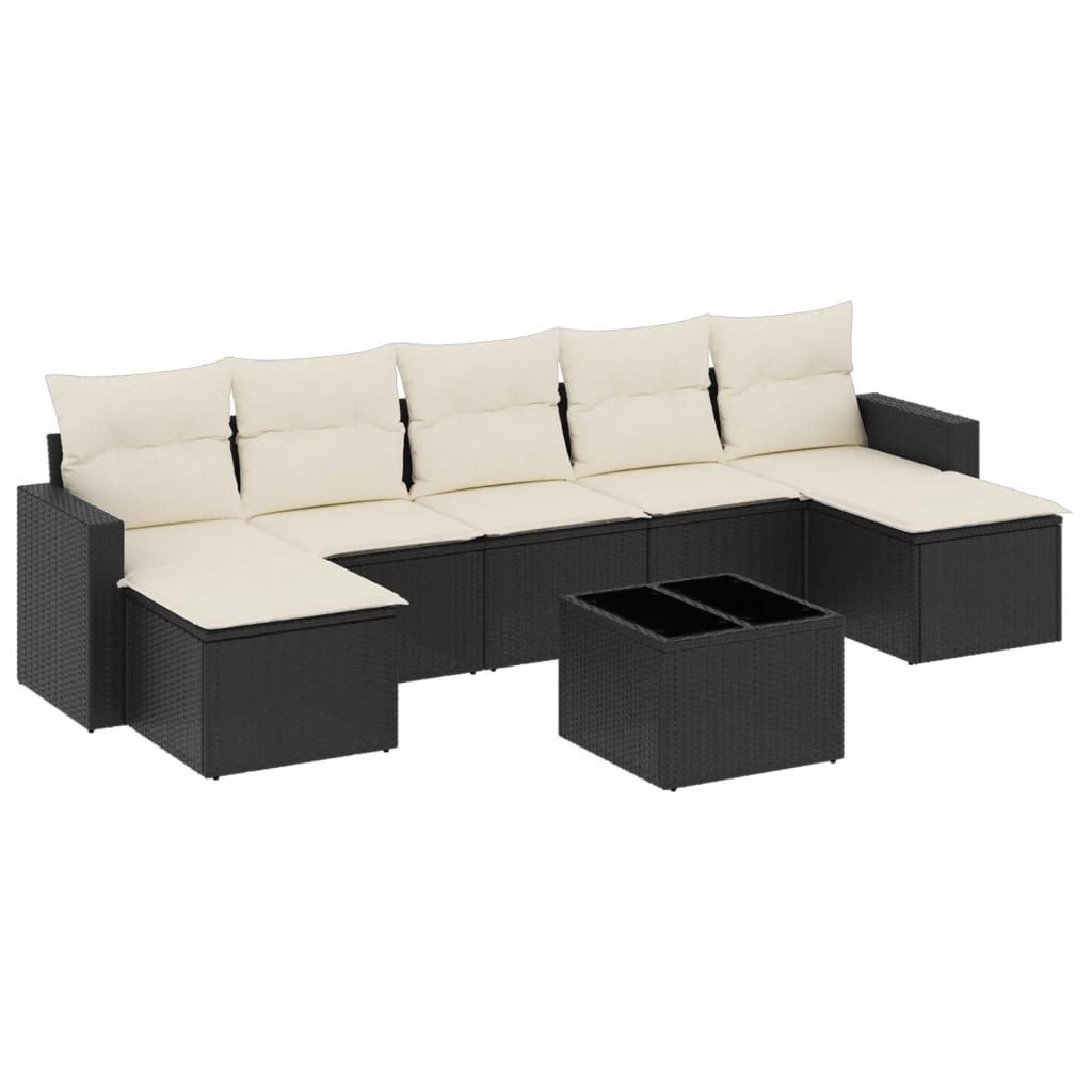 Set mobilier de grădină cu perne, 8 piese, negru, poliratan GartenMobel Dekor
