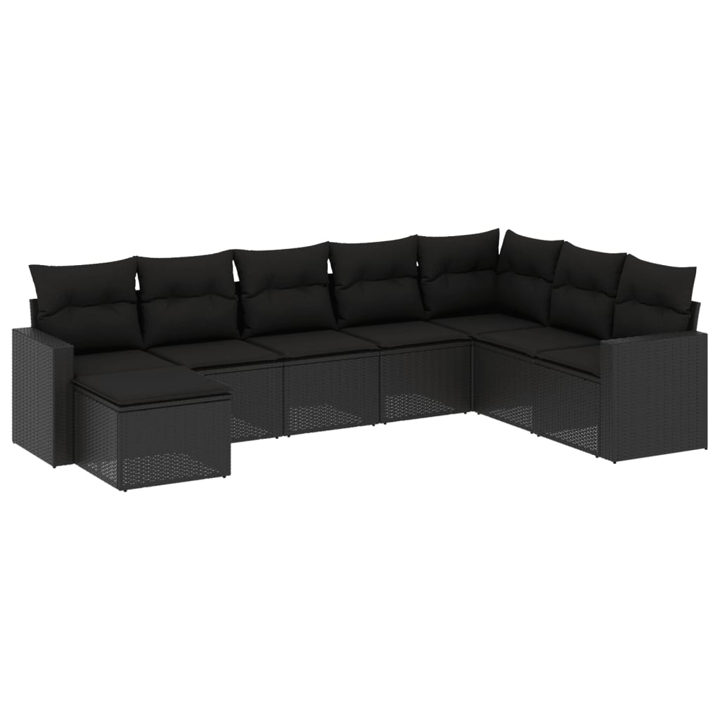 Set mobilier de grădină cu perne, 8 piese, negru, poliratan GartenMobel Dekor
