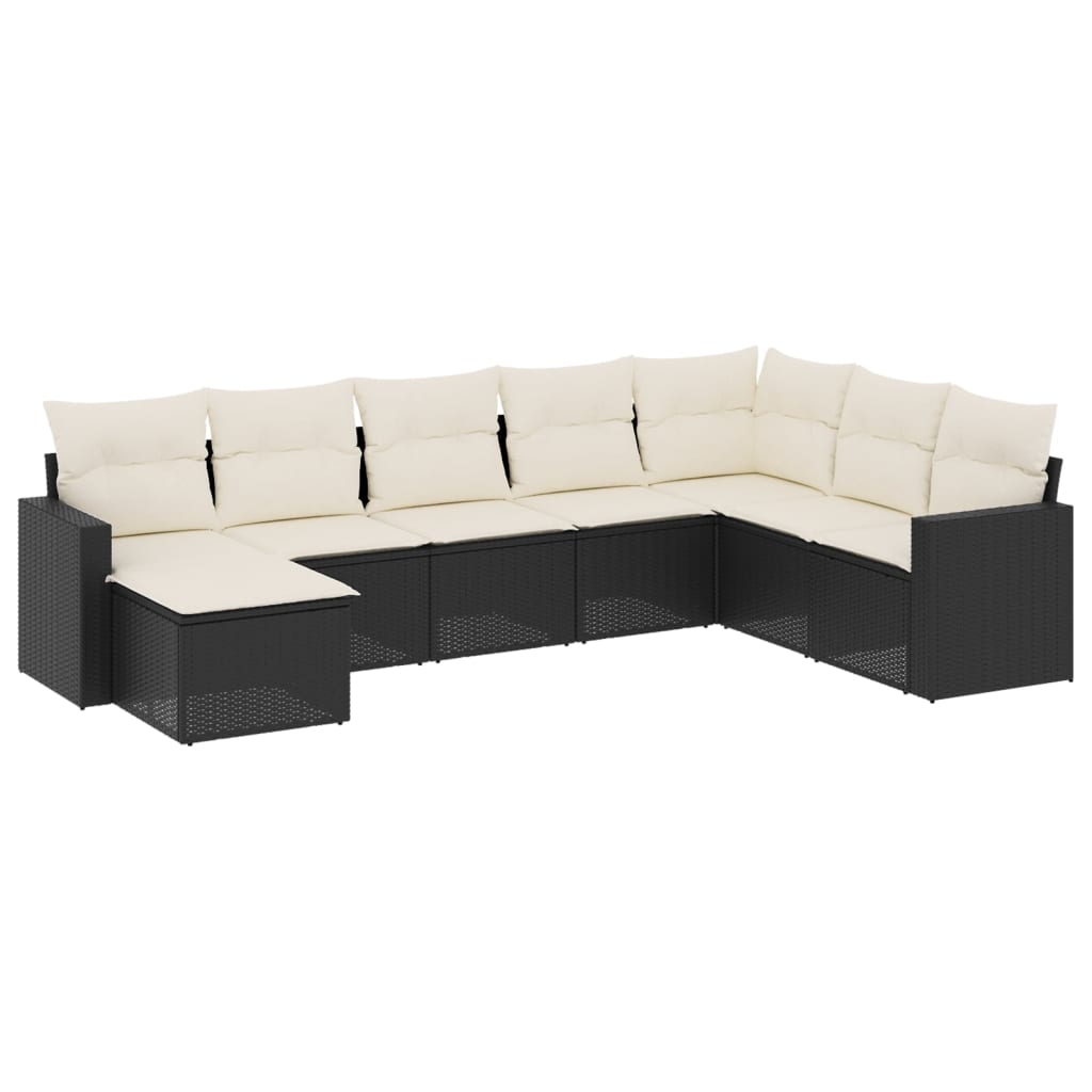 Set mobilier de grădină cu perne, 8 piese, negru, poliratan GartenMobel Dekor
