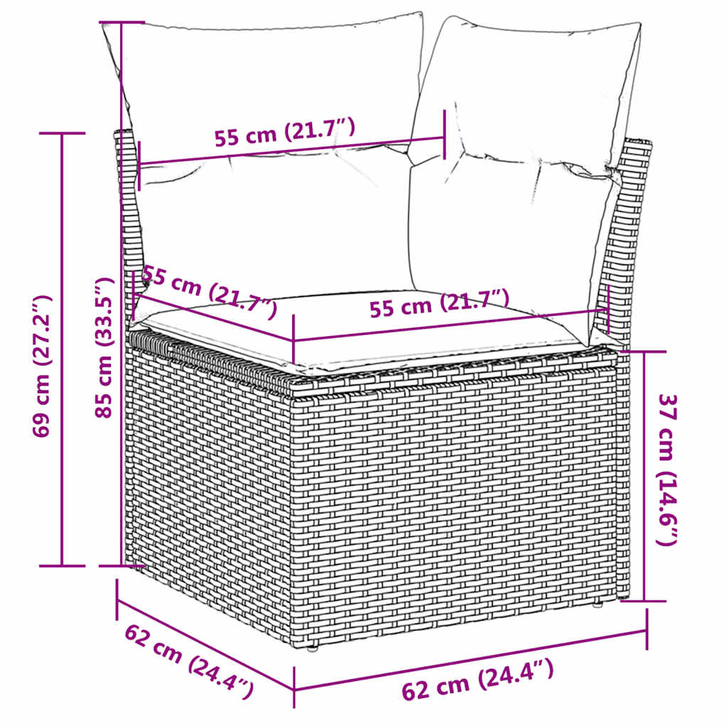 Set canapele de grădină cu perne, 11 piese, gri, poliratan GartenMobel Dekor