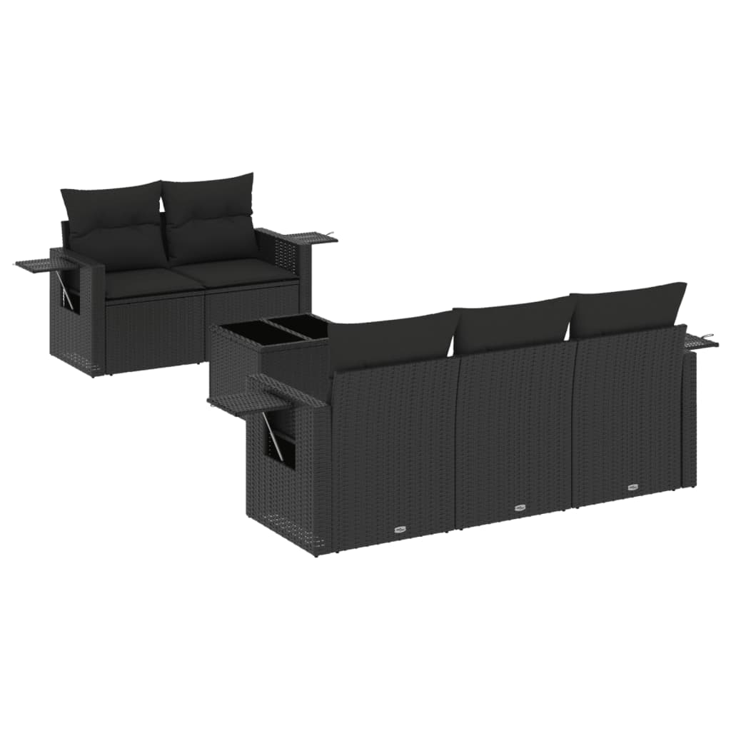 Set mobilier de grădină cu perne, 6 piese, negru, poliratan GartenMobel Dekor