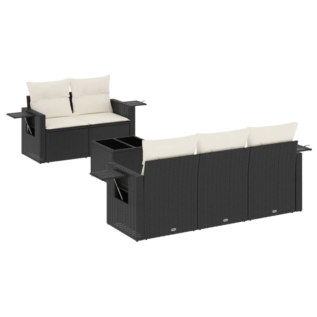 Set mobilier de grădină cu perne, 6 piese, negru, poliratan GartenMobel Dekor