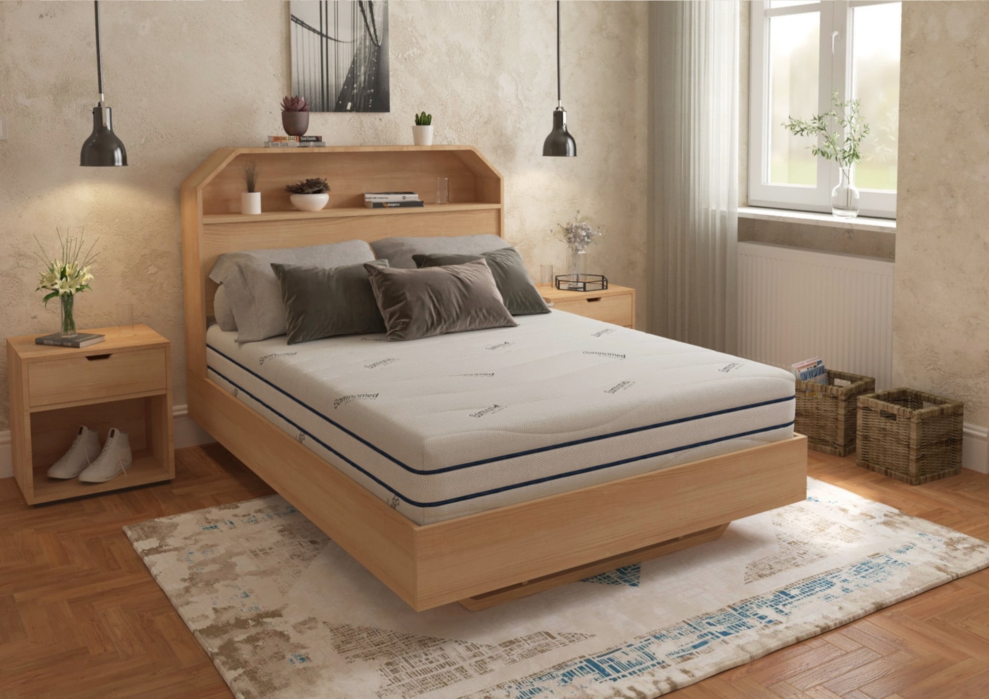 Saltea cu memorie Somnomed Antiacaria 180x200 cm, 20 cm, fermitate medie