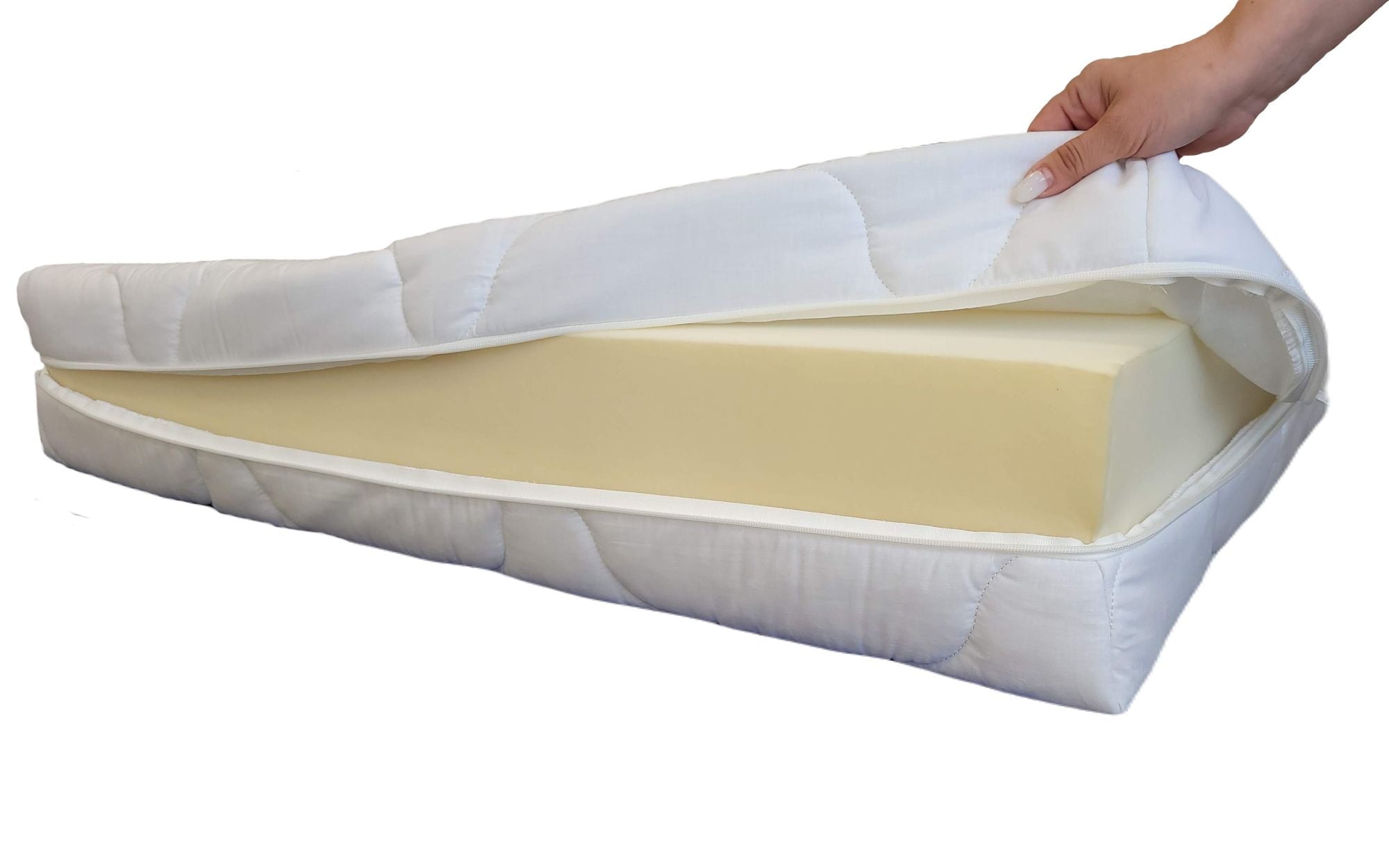 Husă saltea 160x200x16 din bumbac matlasat, detașabilă, cu fermoar