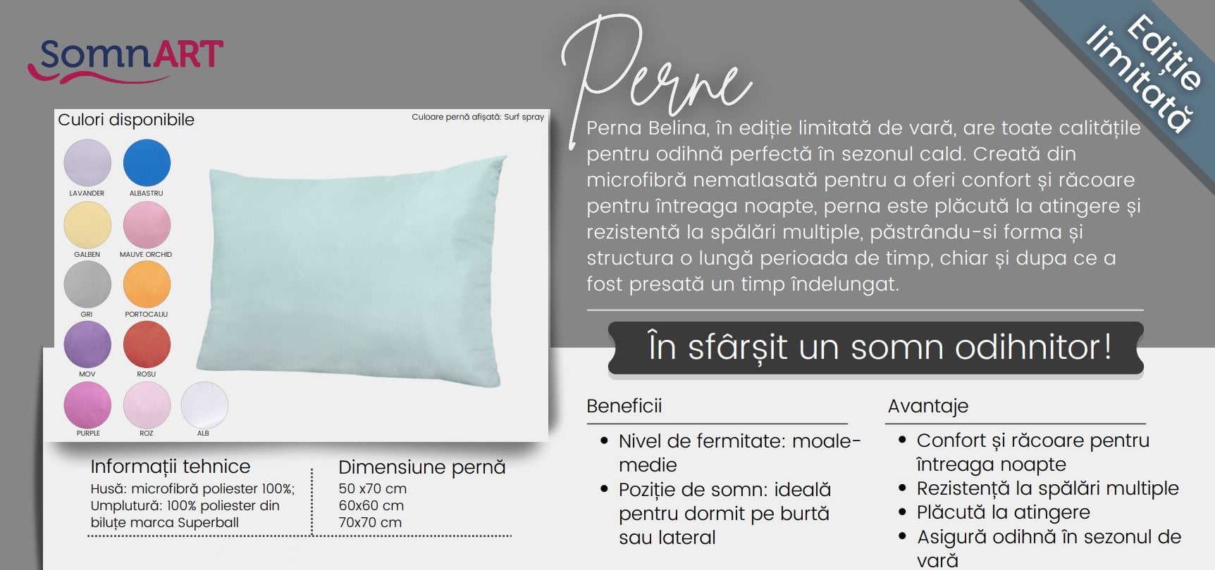 Perna Somnart Belina 60x60, roz, microfibra, lavabila la masina