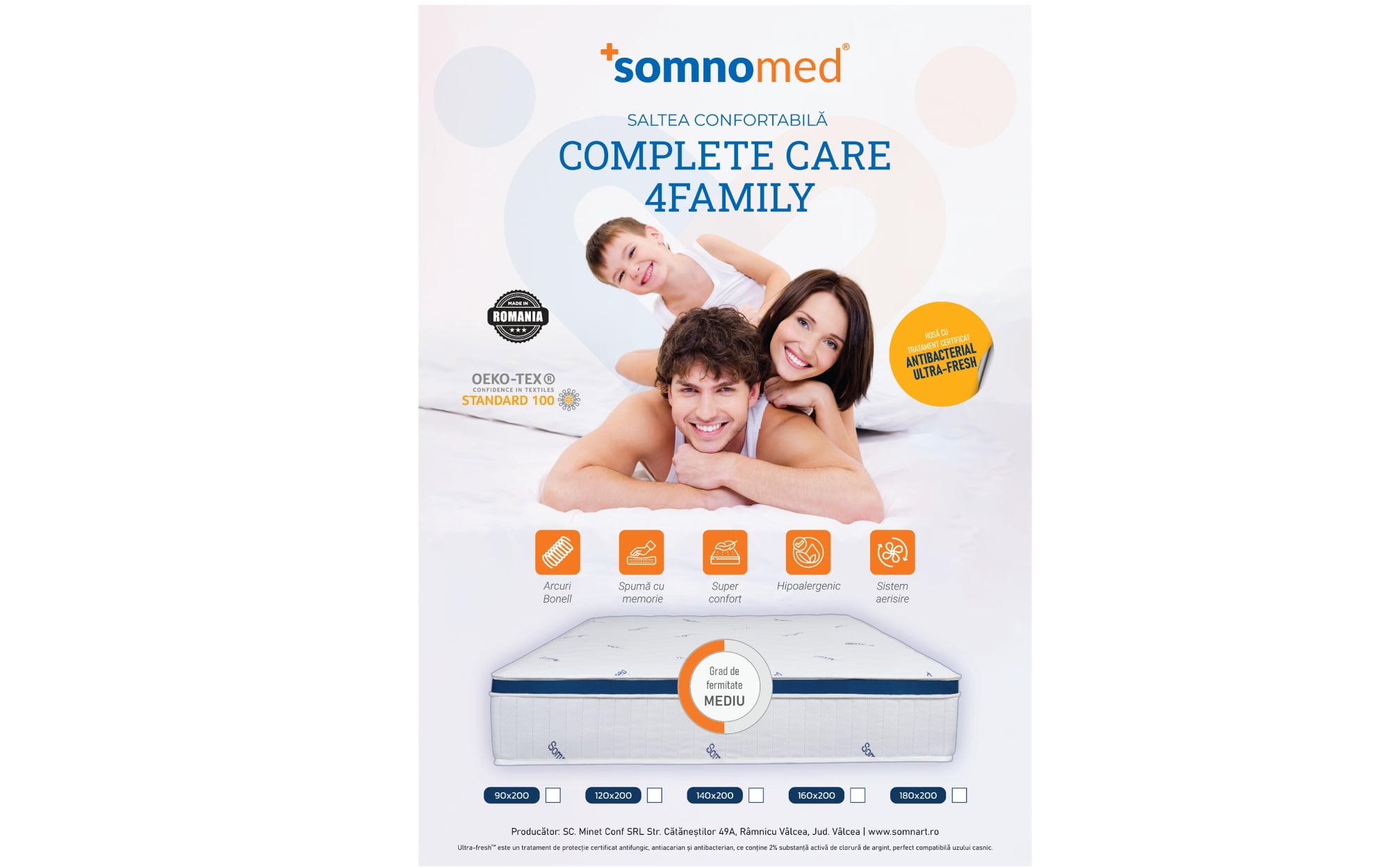 Saltea Somnomed Complete Care 4Family 140x200, memory foam, 26 cm
