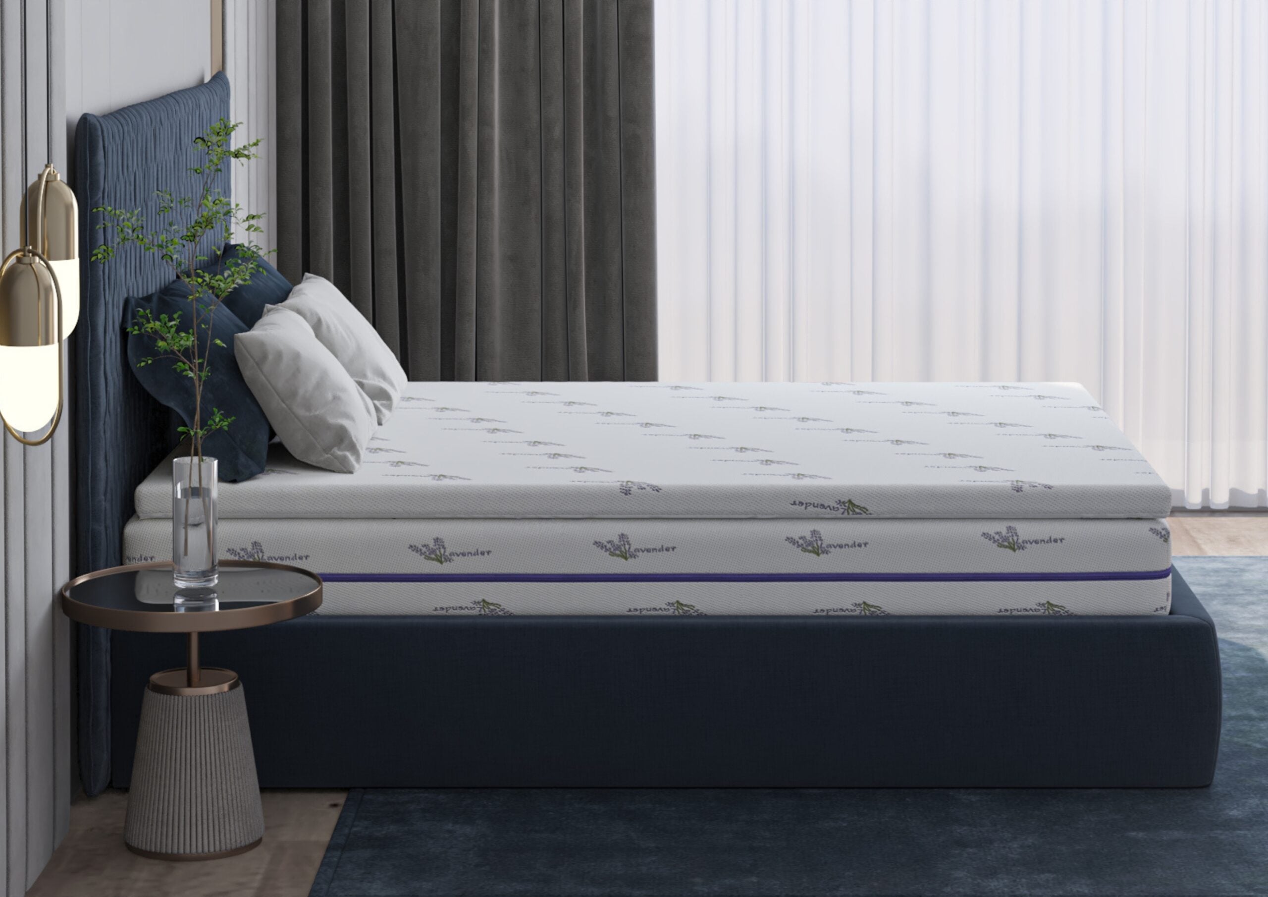 Topper saltea cu memorie Memory Lavanda 90x200, 5 cm, husă lavabilă