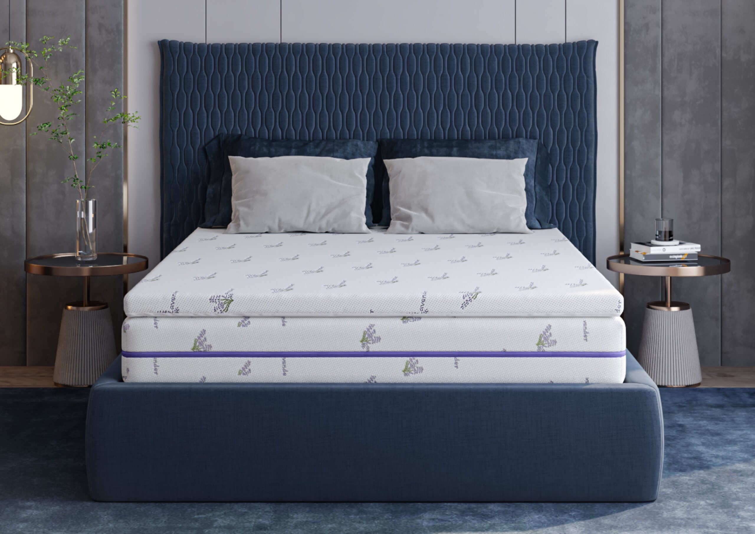 Topper saltea cu memorie Memory Lavanda 90x200, 5 cm, husă lavabilă