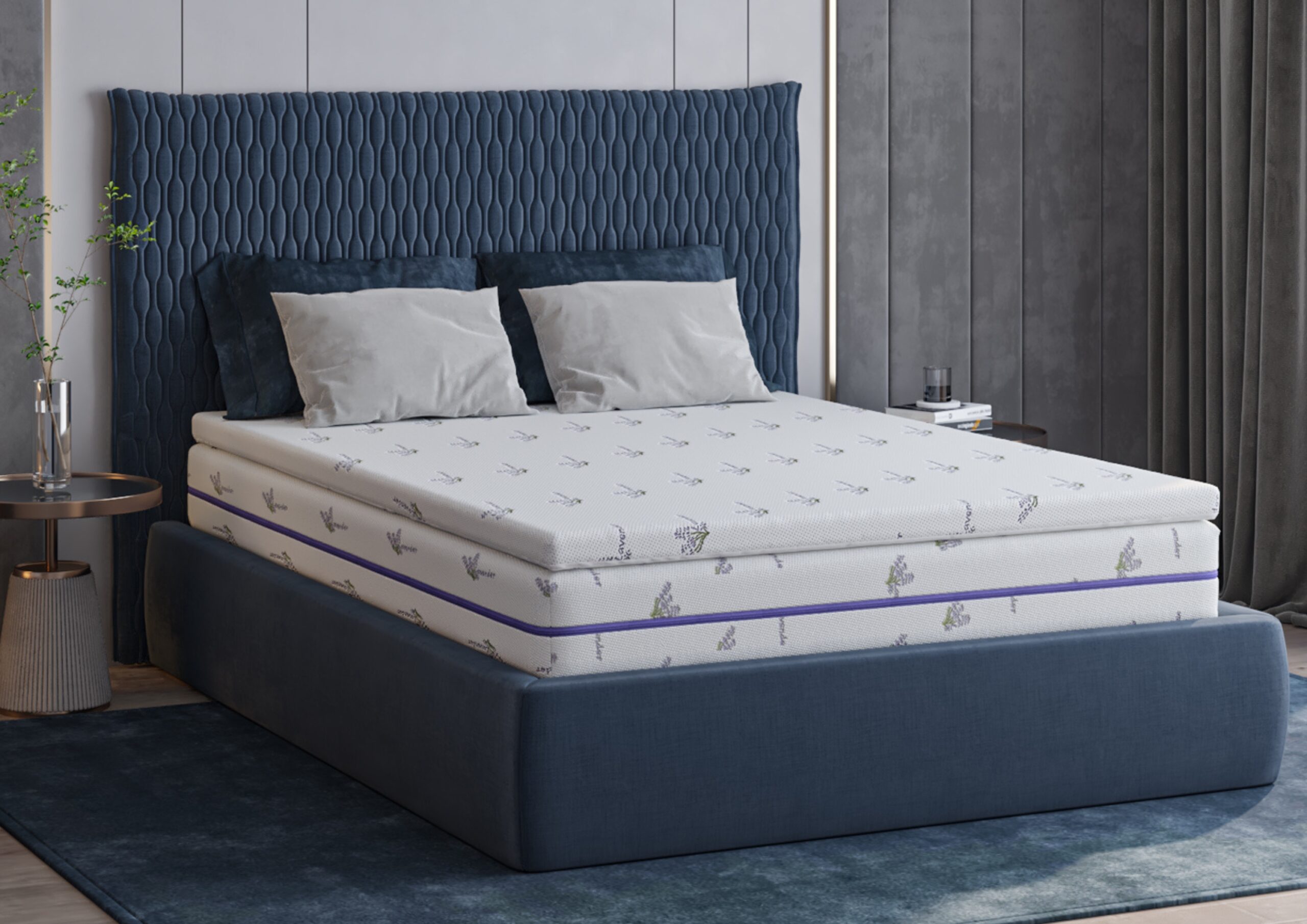 Topper saltea cu memorie Memory Lavanda 90x200, 5 cm, husă lavabilă