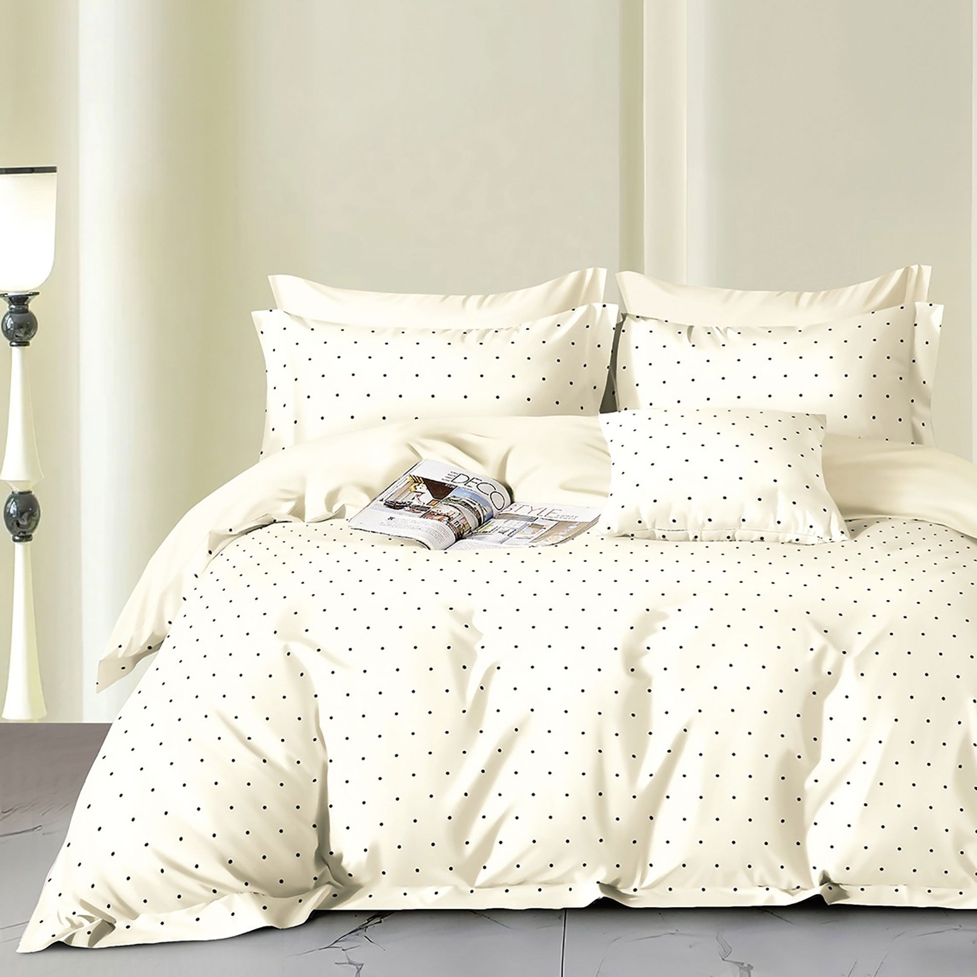 Lenjerie de pat Percale crem 4 piese, bumbac, 2PXXL, PRC191