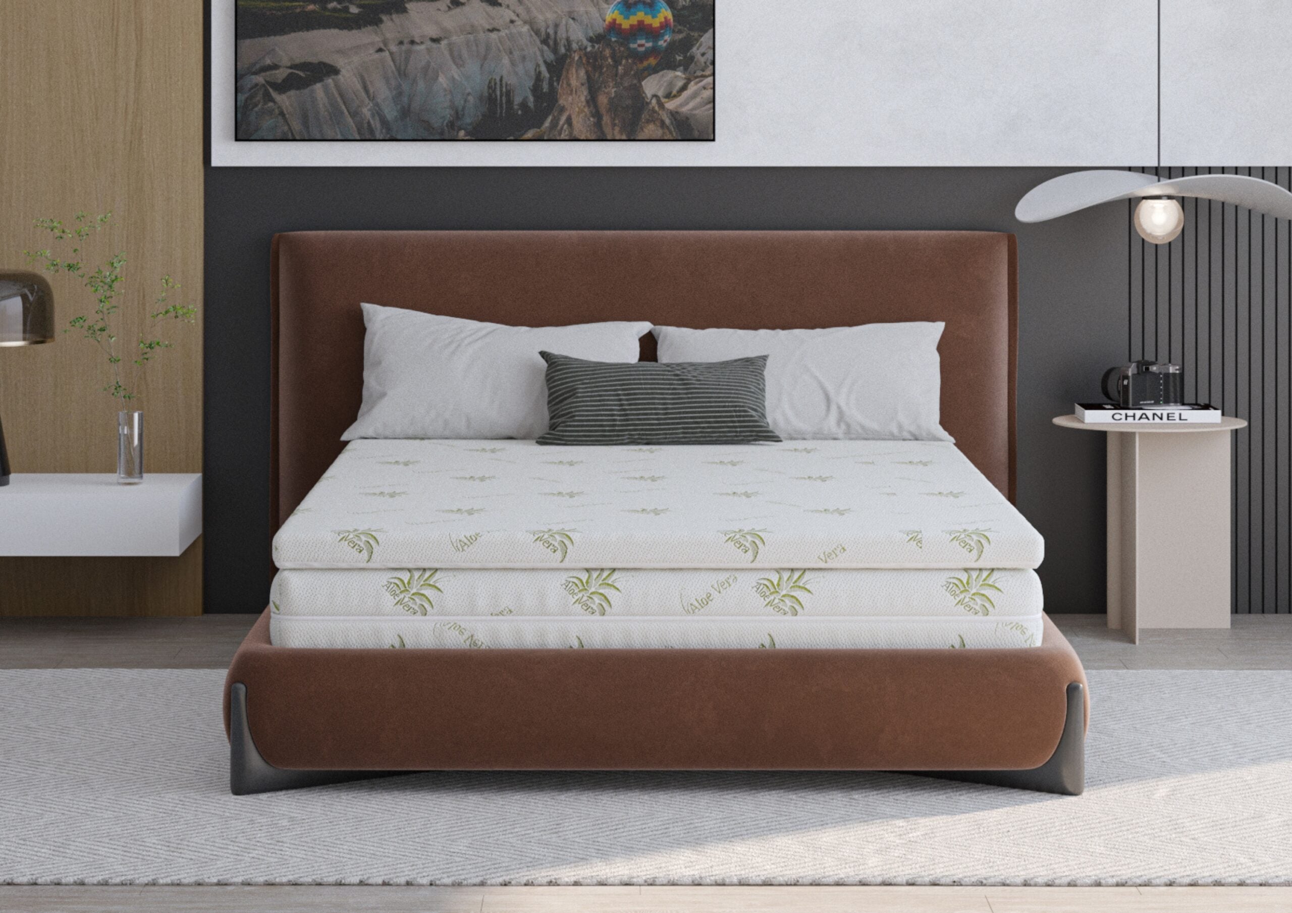 Topper saltea Aloe Vera 140x200 cm, 4 cm, husa detasabila lavabila