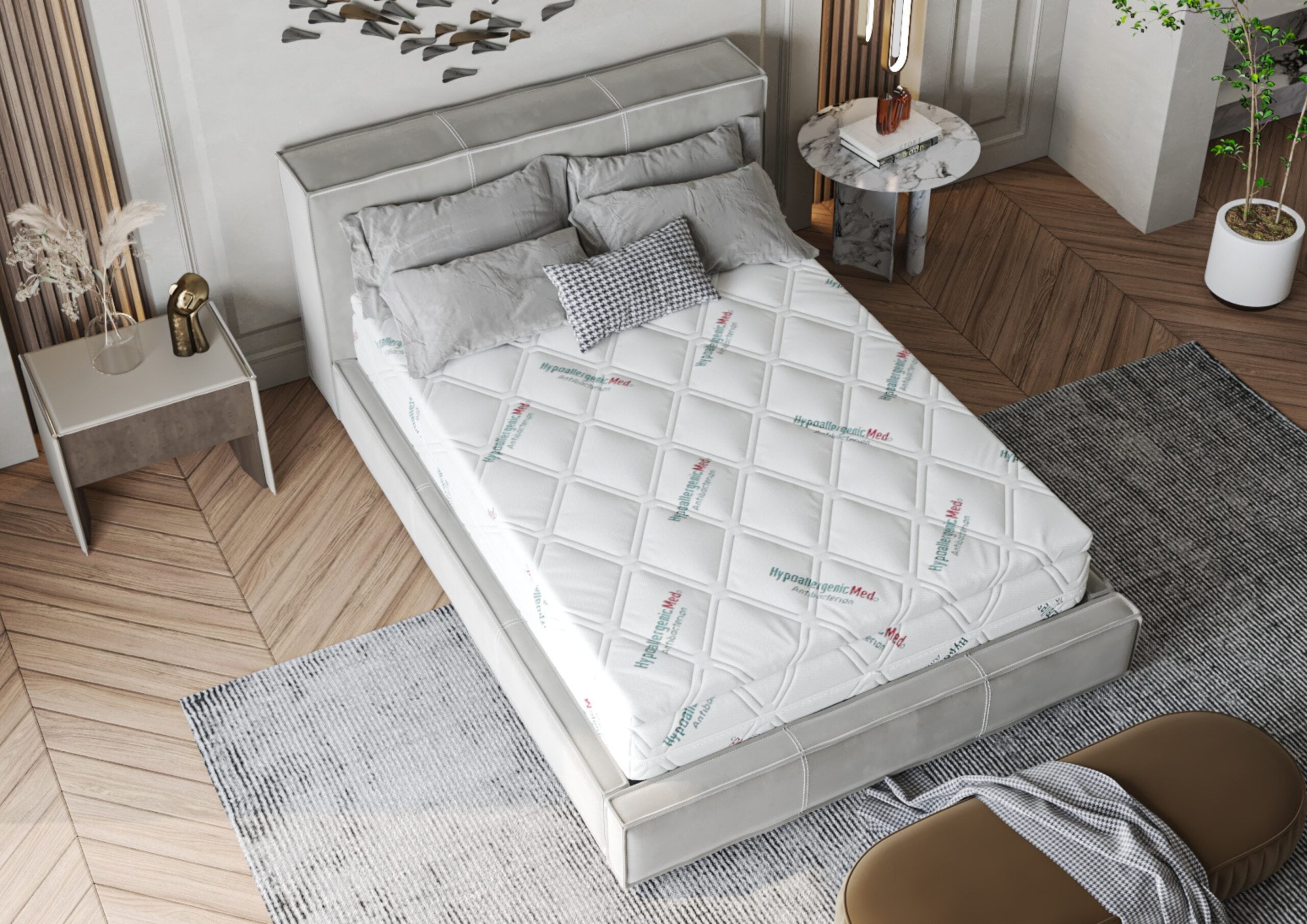 Topper saltea antibacterian 180x200, 7 cm, husa detasabila si lavabila