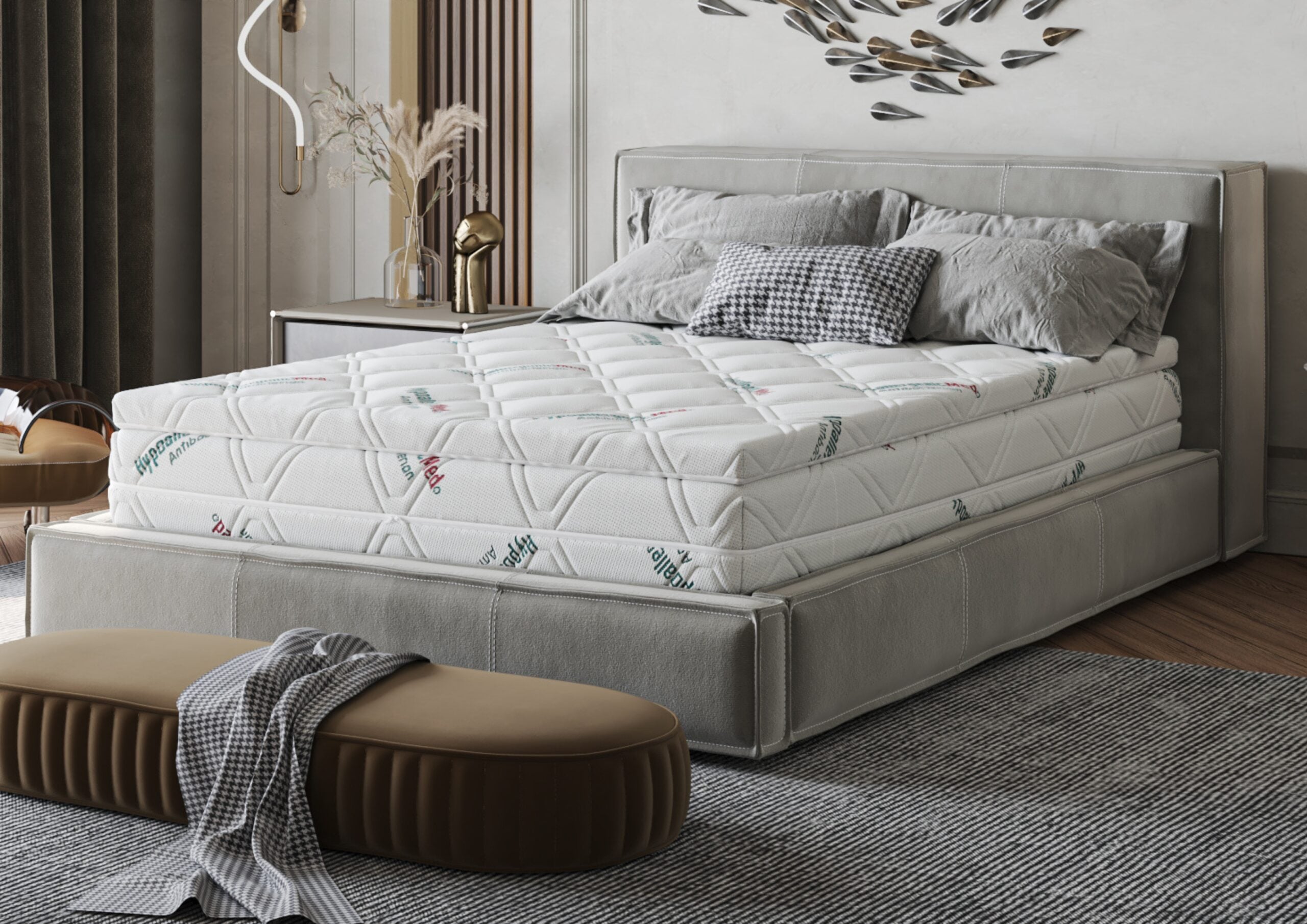 Topper saltea antibacterian 180x200, 7 cm, husa detasabila si lavabila