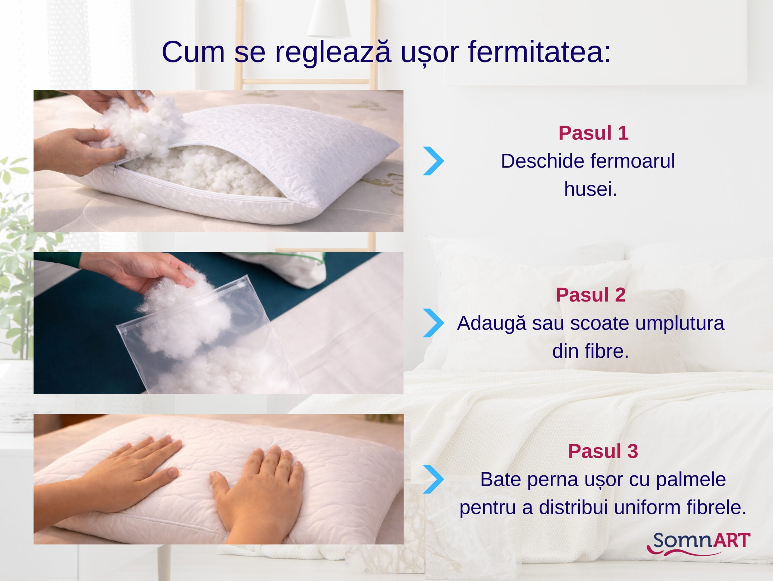 Perna ajustabila 50x70 Somnia, lavabila, microfibra alba