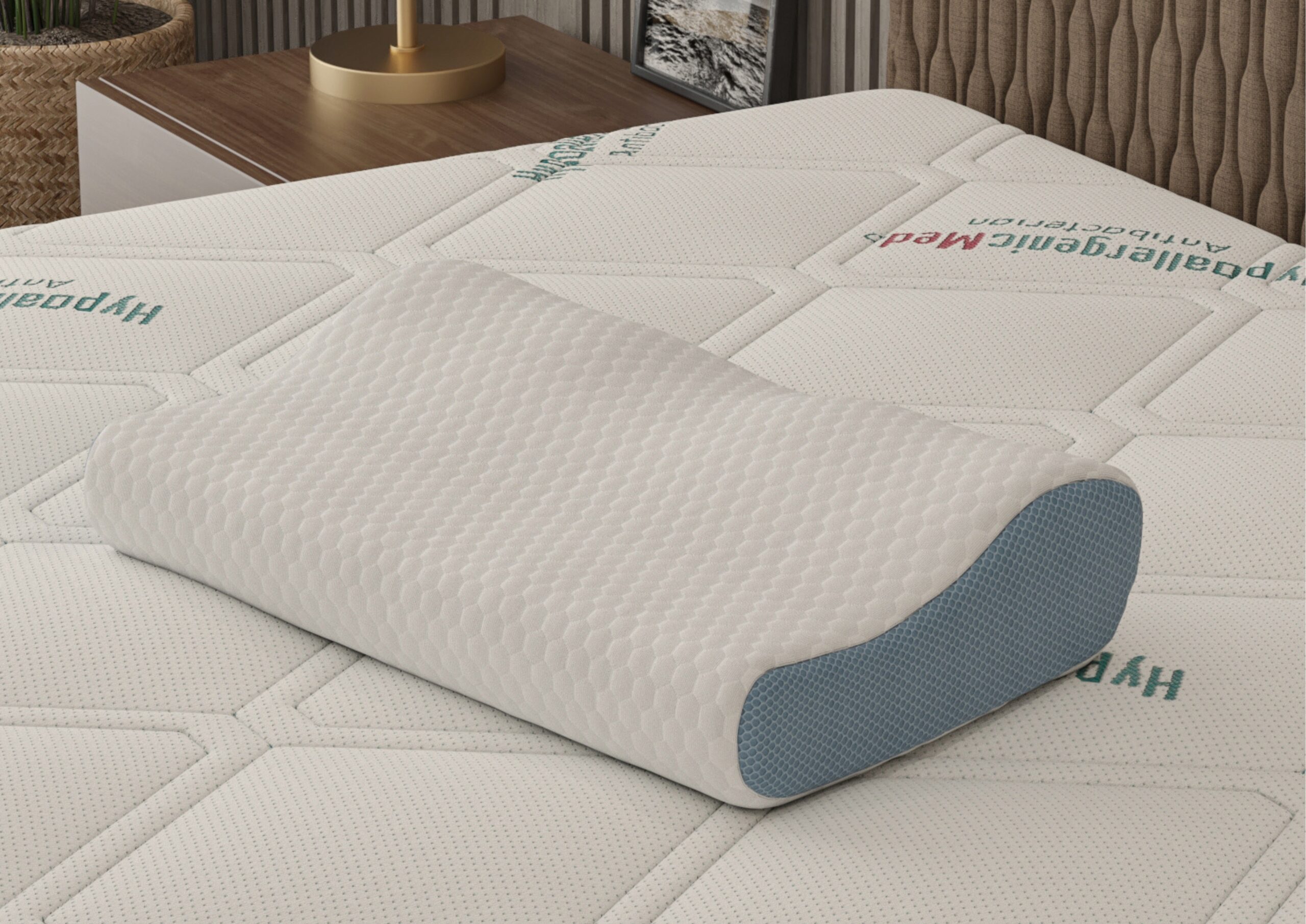Perna ergonomica memory foam Somnia 3D Air Mesh, 30x50 cm