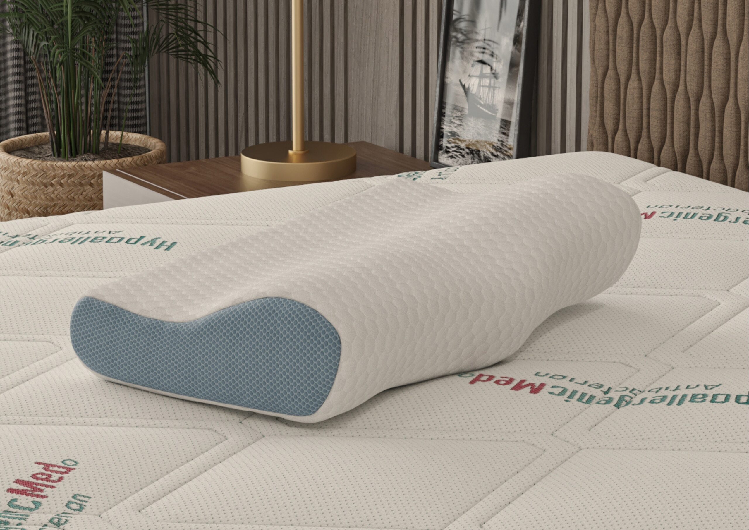 Perna ergonomica memory foam Somnia 3D Air Mesh, 30x50 cm