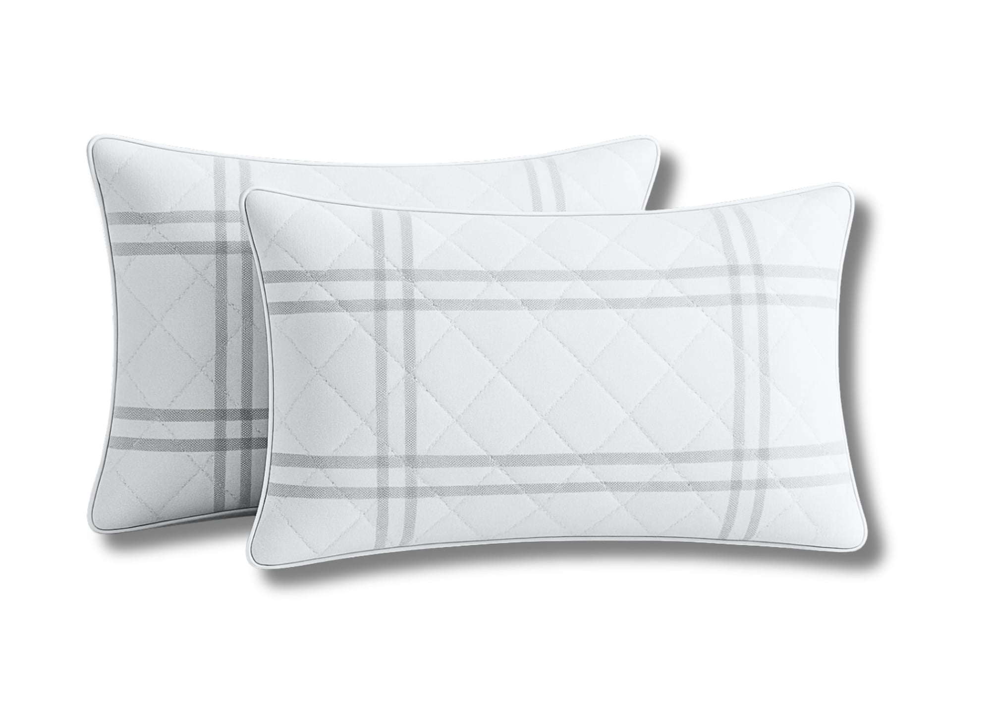 Set 2 perne matlasate Somnart Grid Confort 50x70 cm, albe