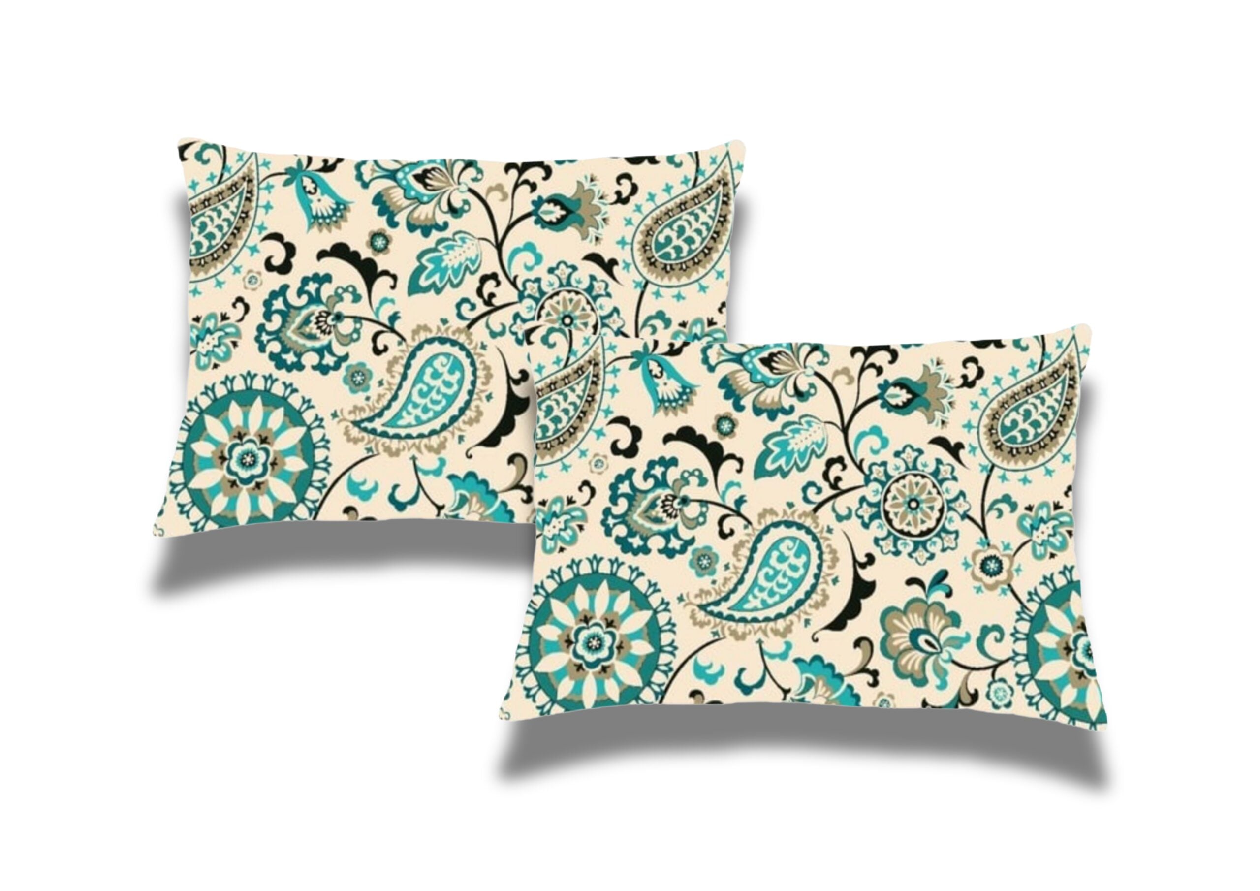 Set 2 perne matlasate SomnArt Belina, microfibra imprimata, 50x70 cm, Oriental