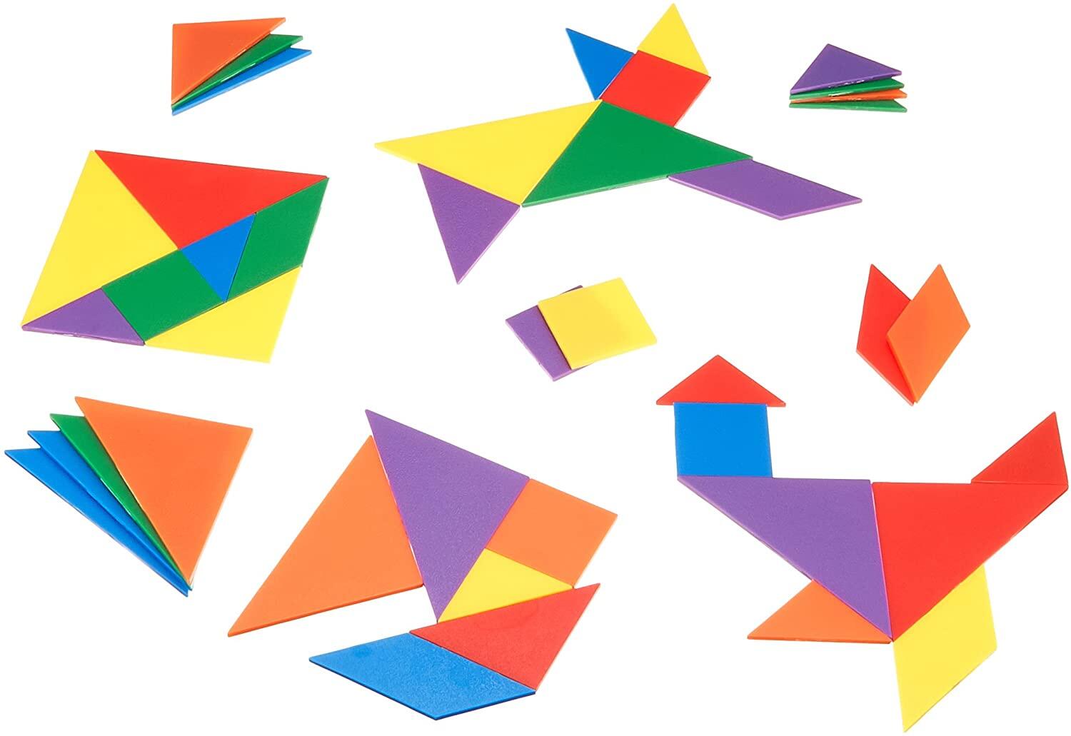 Joc Tangram educativ Learning Resources, 42 piese colorate, 5 ani+