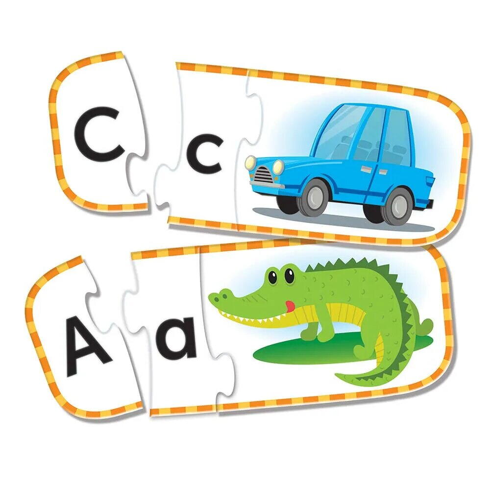 Puzzle alfabet educativ pentru copii, 26 seturi autocorective, 3 piese
