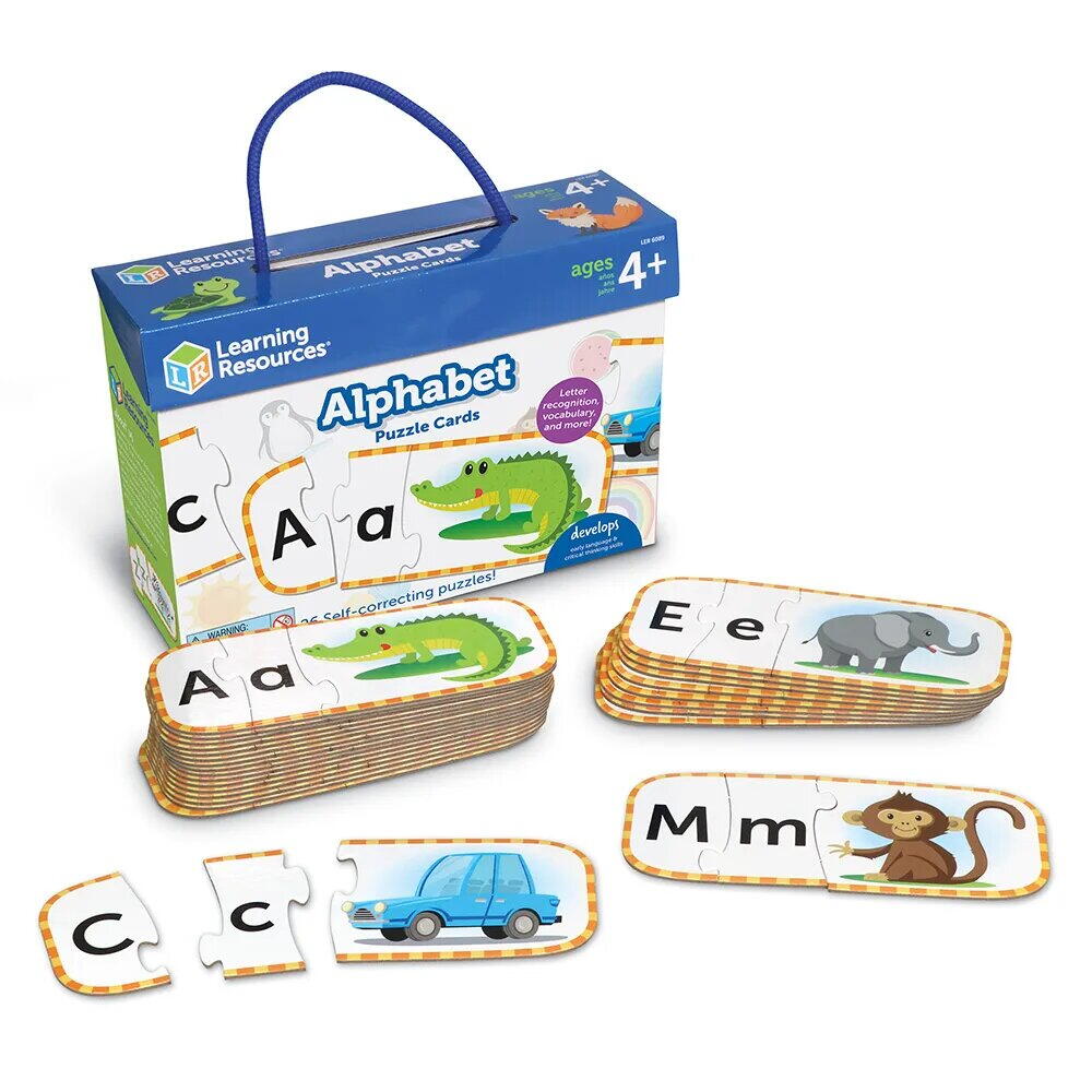 Puzzle alfabet educativ pentru copii, 26 seturi autocorective, 3 piese