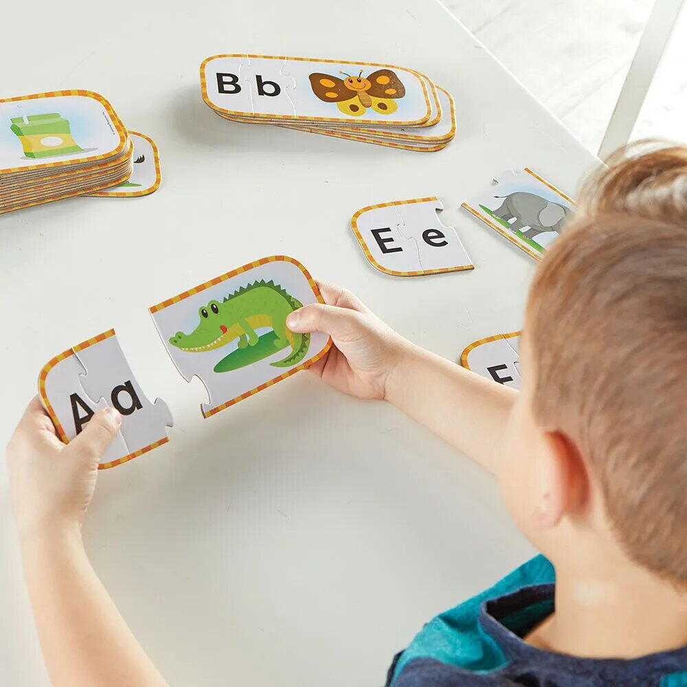 Puzzle alfabet educativ pentru copii, 26 seturi autocorective, 3 piese