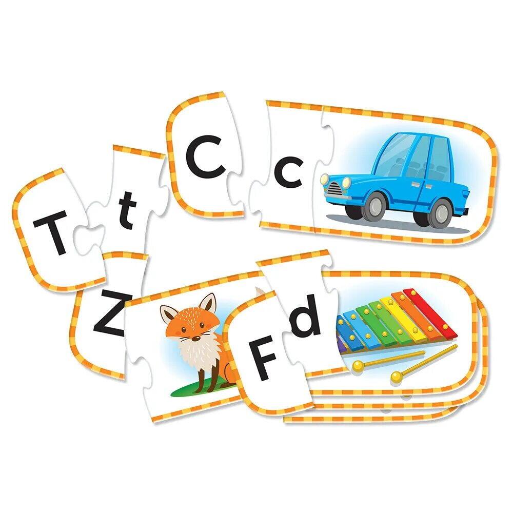 Puzzle alfabet educativ pentru copii, 26 seturi autocorective, 3 piese