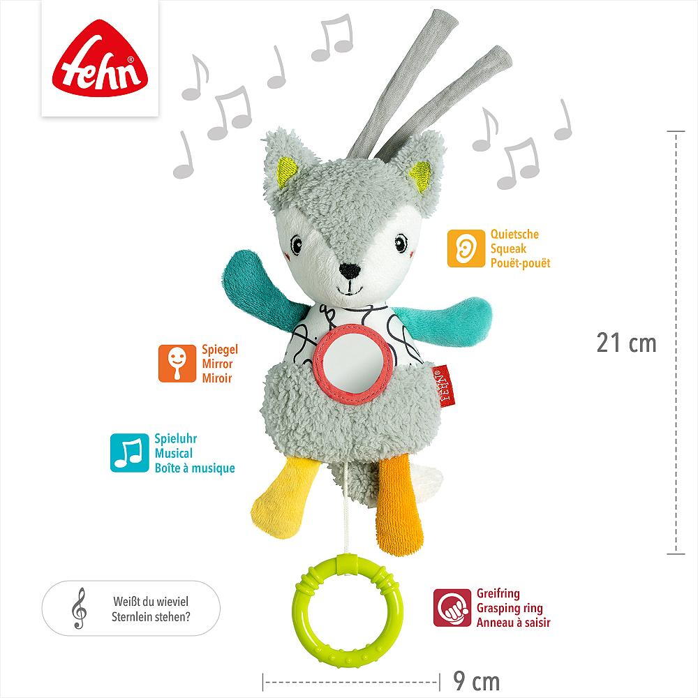 Jucarie muzicala vulpita pentru bebelusi Fehn Dobabydoo, 20 cm