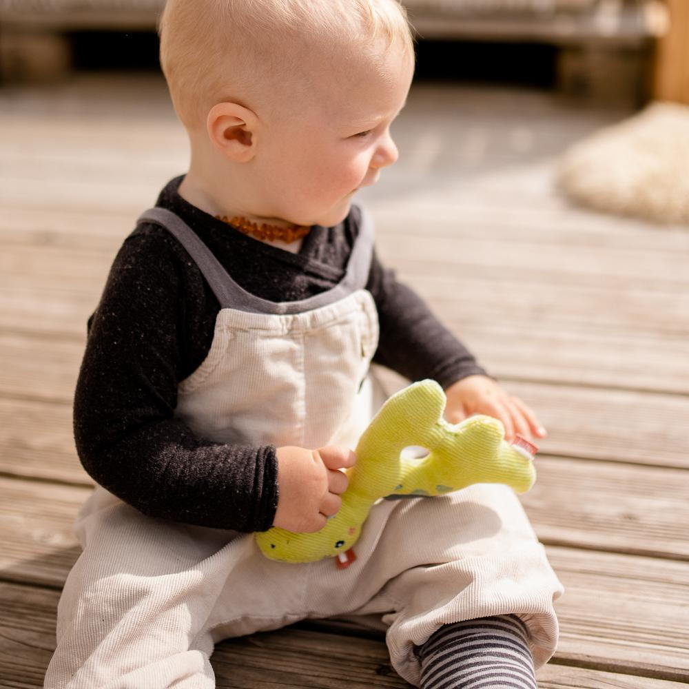 Zornăitoare de pluș Dinozaur pentru bebeluși, moale și ușor de apucat