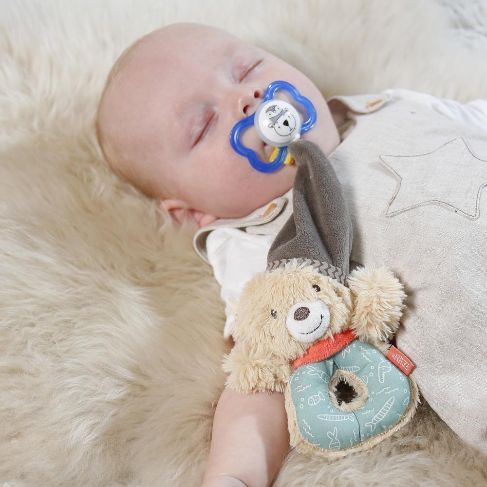 Zornăitoare pentru bebeluși Ursulețul Bruno, velur moale, 13 cm