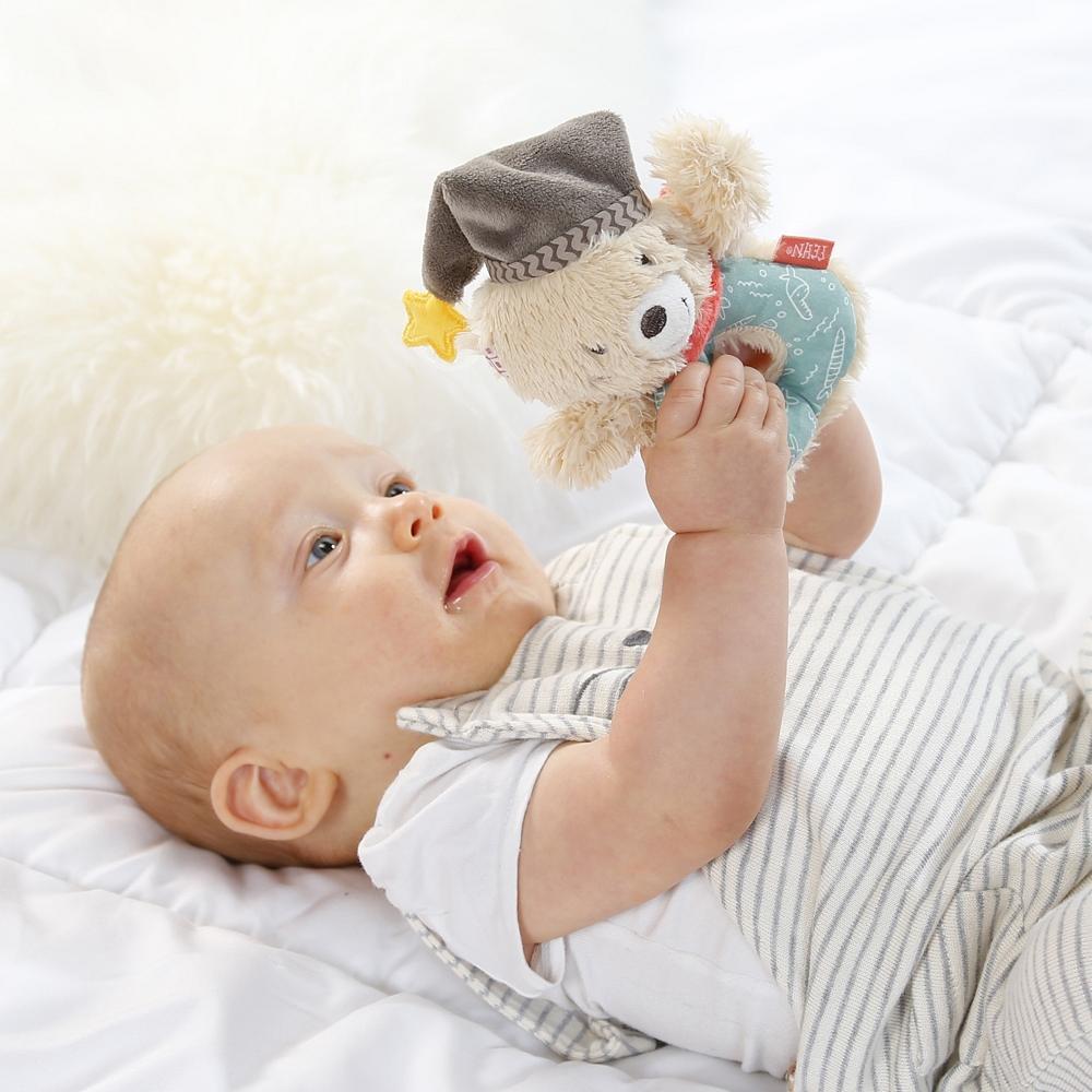 Zornăitoare pentru bebeluși Ursulețul Bruno, velur moale, 13 cm