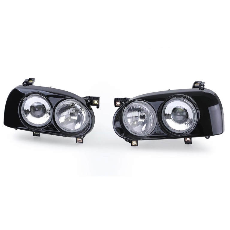Faruri duble DE H1 H3 negre, pereche, potrivite pentru VW Golf 3 91-97 Performance AutoTuning
