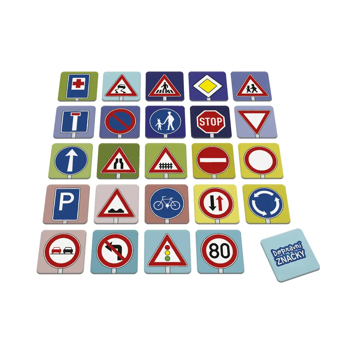 Joc de memorie educativ cu semne de circulatie, 48 carduri, Dino
