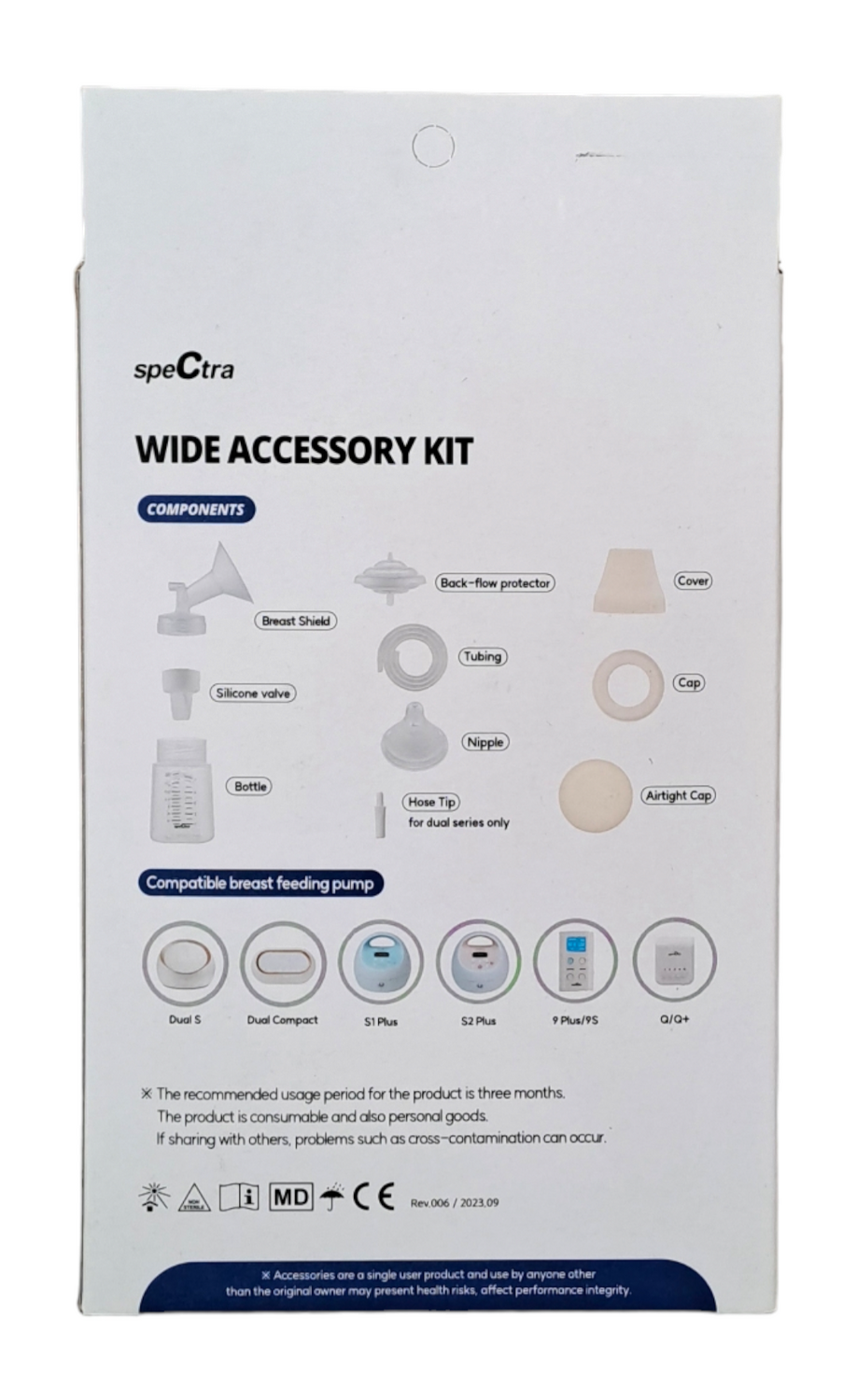 Kit premium Spectra 20 mm cu biberon 160 ml si accesorii pentru pompa