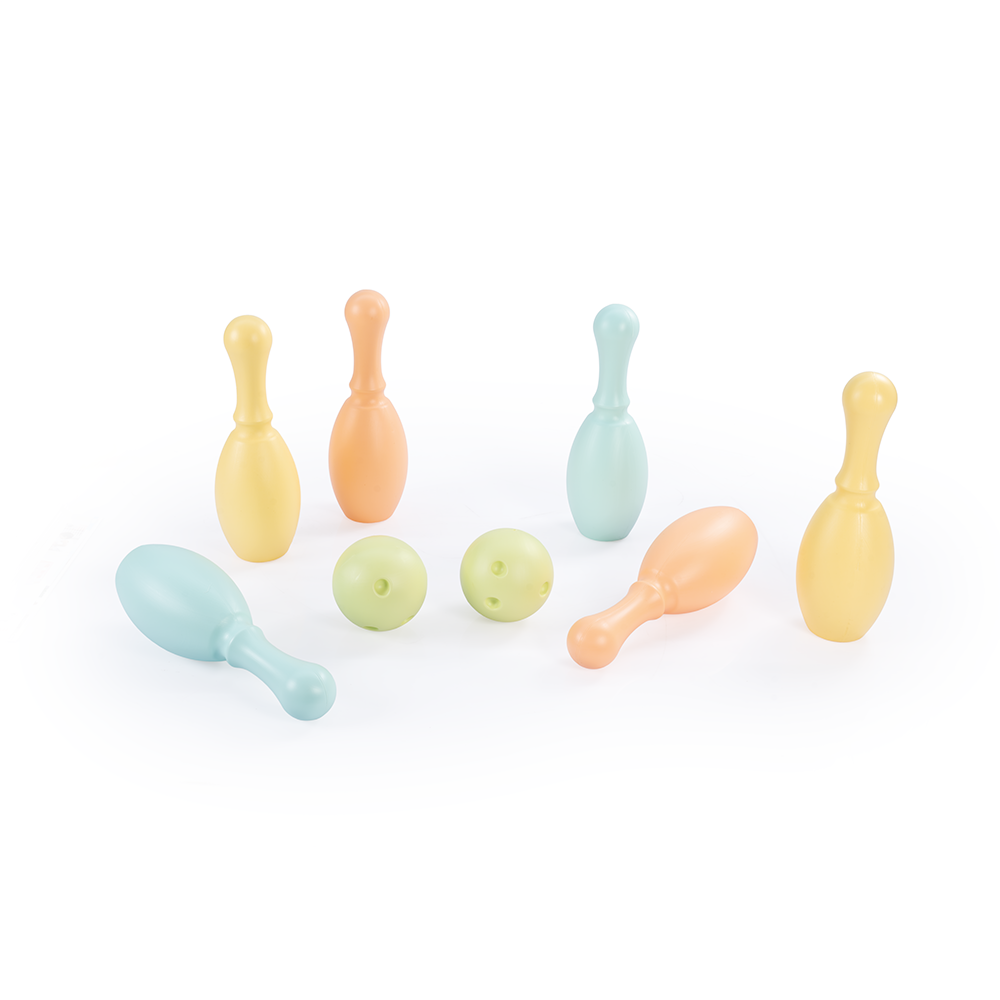 Set bowling pentru copii cu 6 popice pastel si 2 mingi, 18 luni+