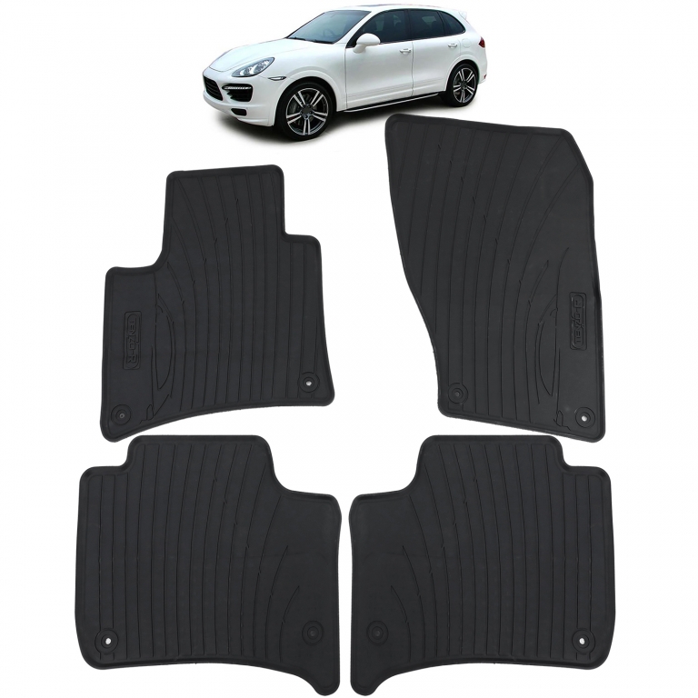 Set Premium de Covorașe din Cauciuc Negru pentru Porsche Cayenne 10-19 Performance AutoTuning