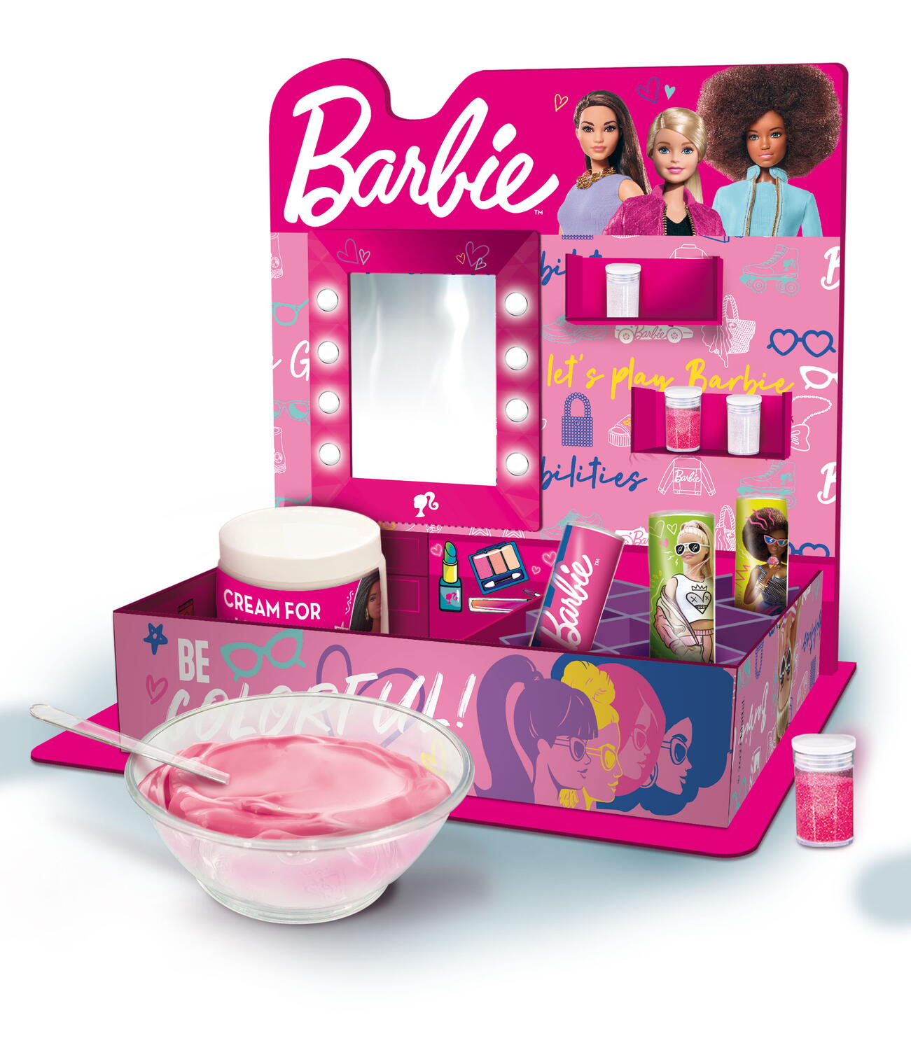 Set ruj magic Barbie pentru copii, schimbare de culoare, 9 piese