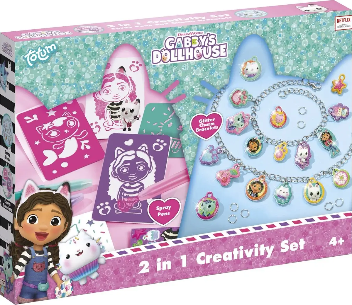 Set creativ 2 in 1 Gabby's Dollhouse cu bratari si carioci de suflat