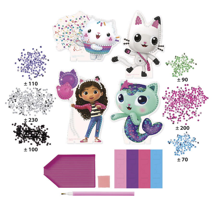 Set creativ 3 in 1 Gabby's Dollhouse cu bratari si pictura cu diamante
