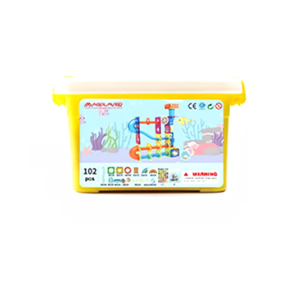 Set construcție magnetic Marble Run cu 102 piese pentru copii