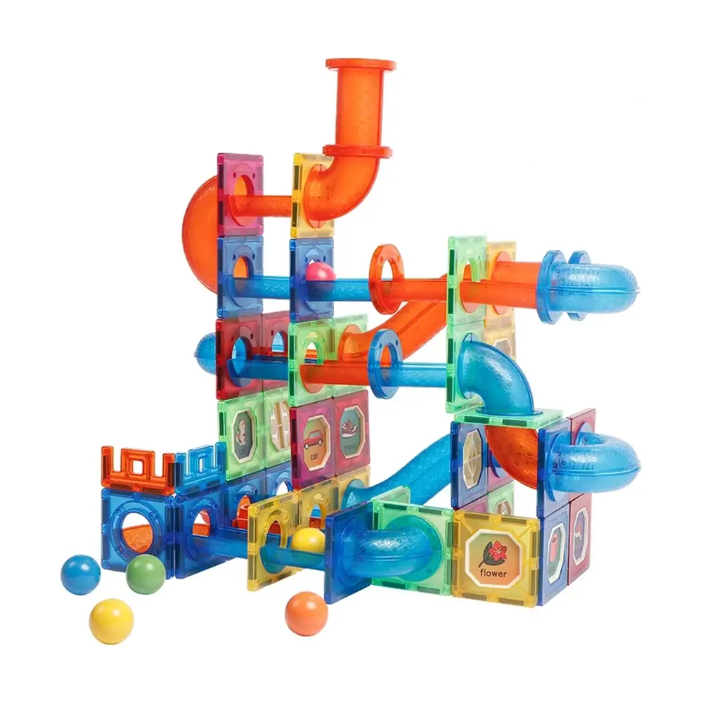 Set construcție magnetic Marble Run cu 102 piese pentru copii