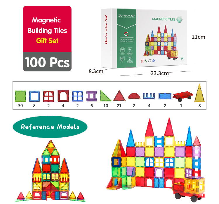 Set construcție magnetic 3D pentru copii, 100 piese Magplayer