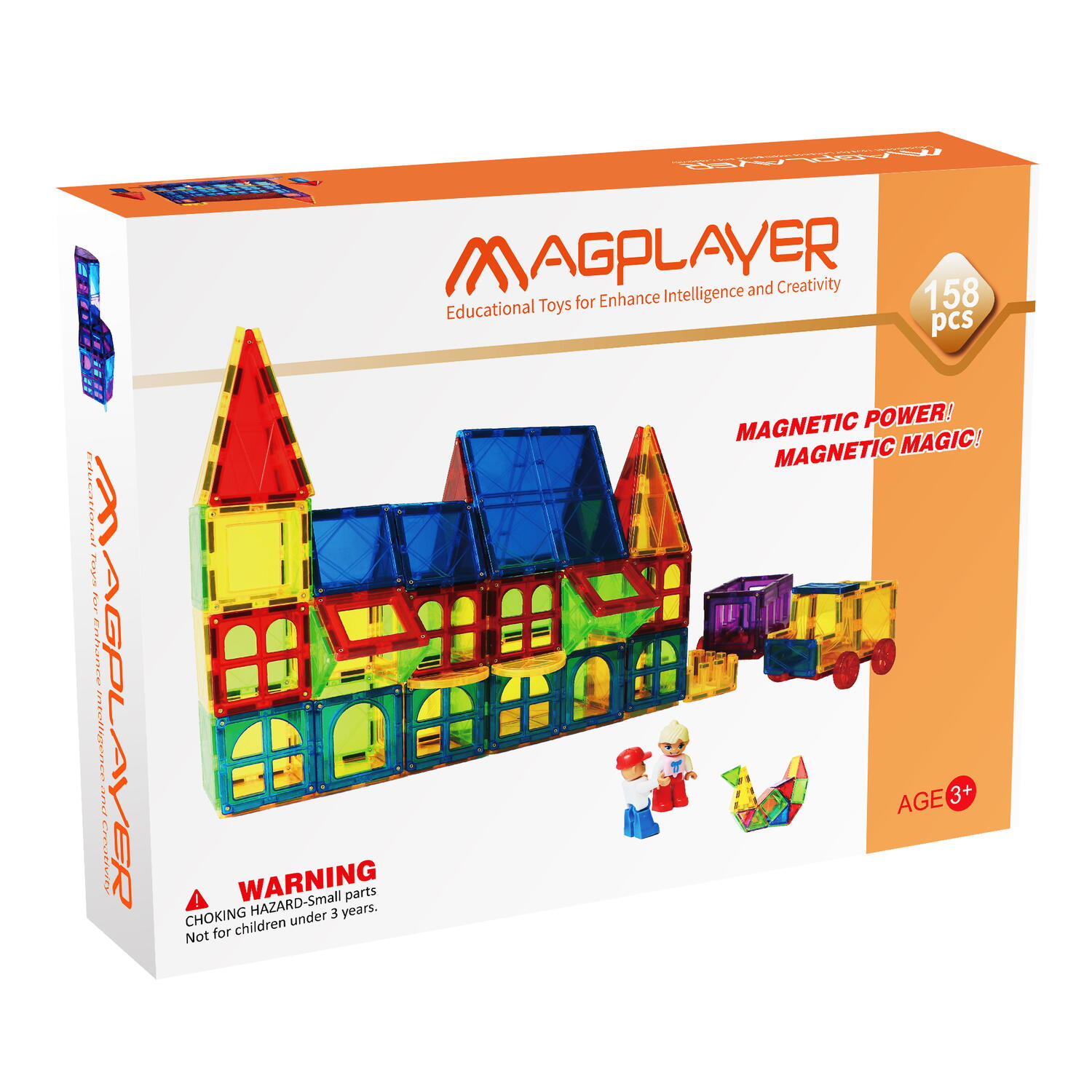 Set de construcție magnetic 3D pentru copii, 158 piese, Magplayer