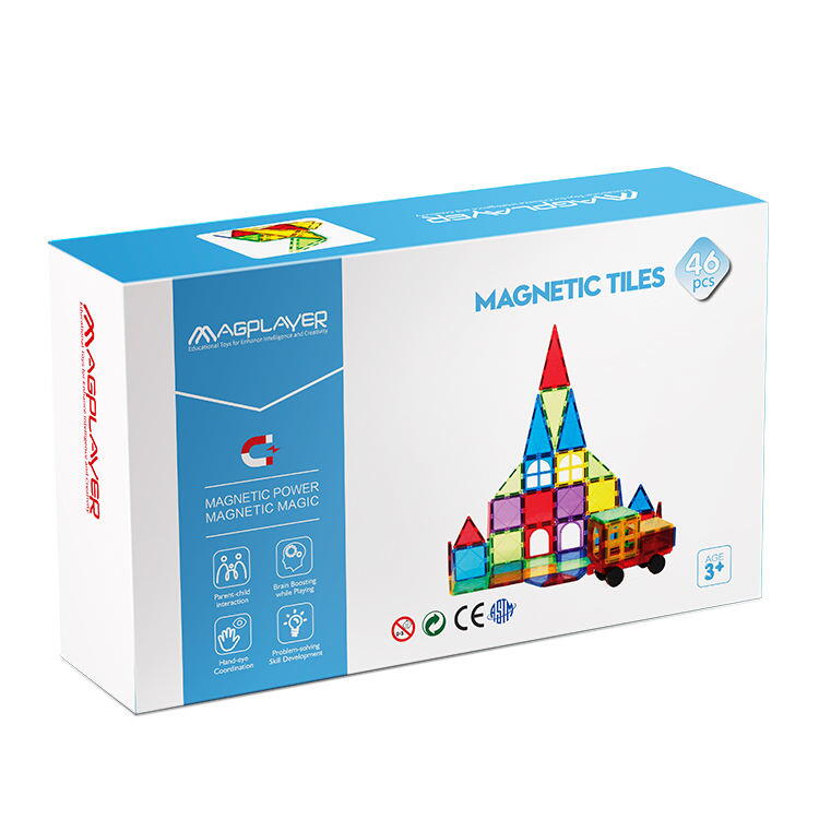 Set de construcție magnetic 3D pentru copii, 46 piese, Magplayer