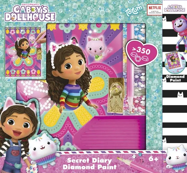 Set pictură cu diamante Gabby’s Dollhouse - jurnal secret cu strasuri