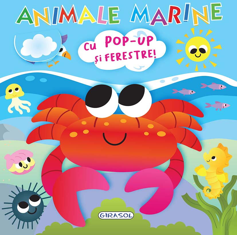 Carte interactivă pentru copii Animale marine cu pop-up și ferestre
