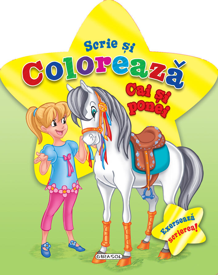 Carte de colorat si scriere cu cai si ponei pentru copii 4+