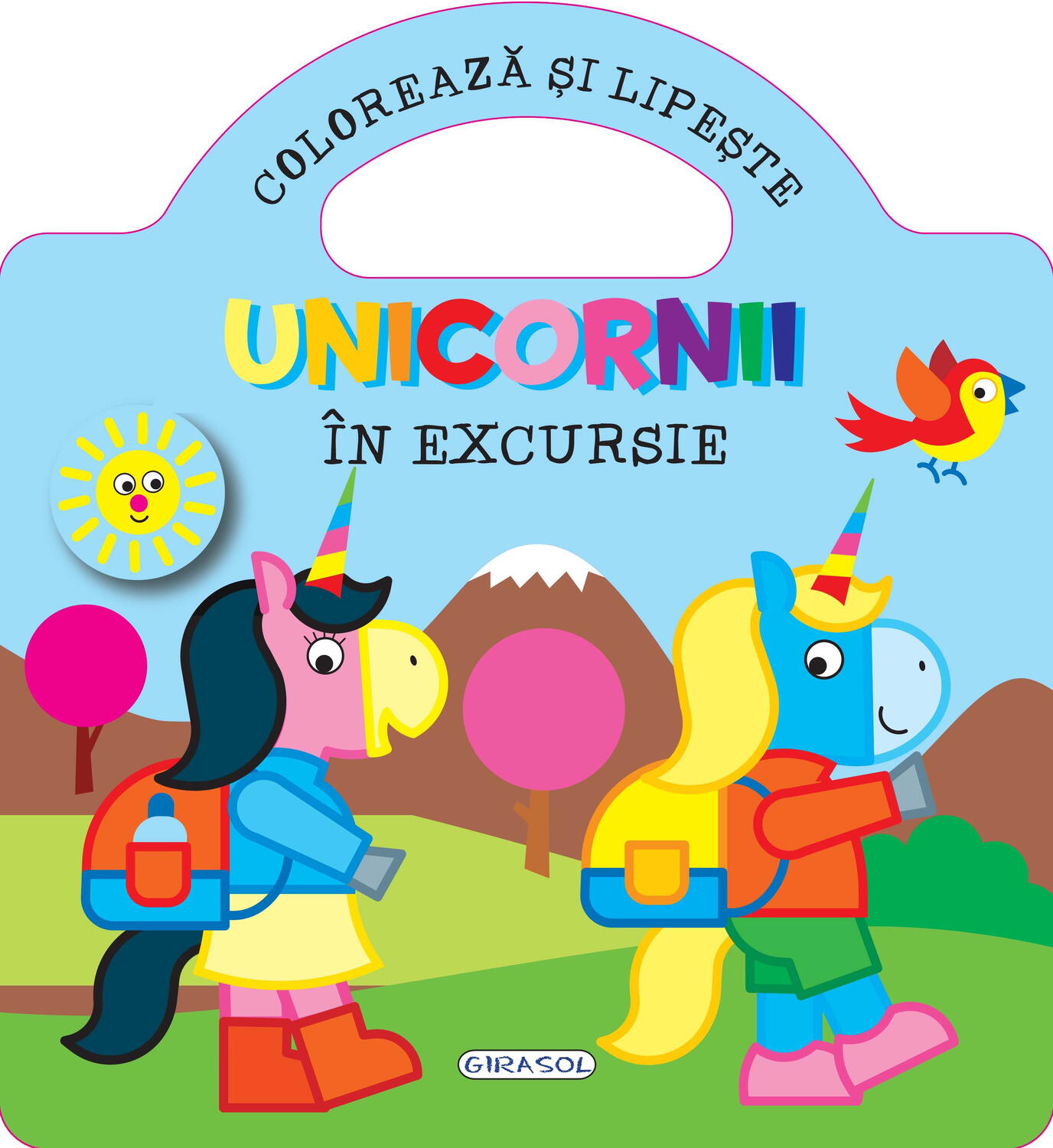 Unicornii in excursie - carte de colorat si lipit cu abtibilduri