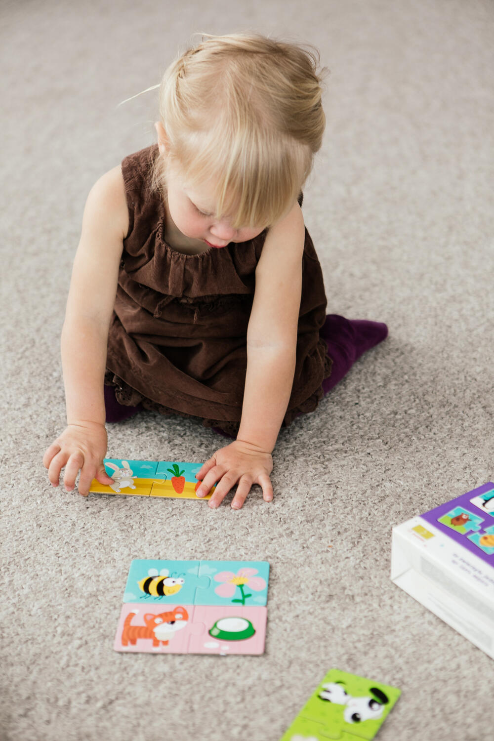 Puzzle duo educativ cu hrana animalelor, 12 asocieri, 2 piese, 3+