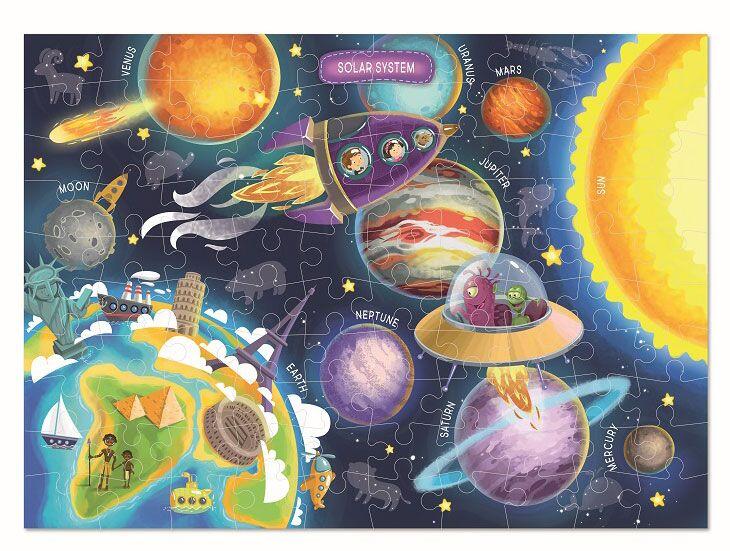 Puzzle educativ cu spațiul cosmic, 100 piese, pentru copii 5+